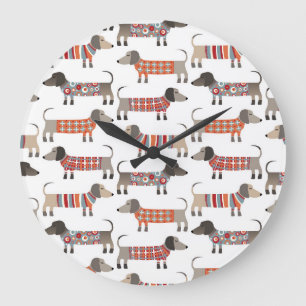Dachshund Sausage Dog Large Clock
