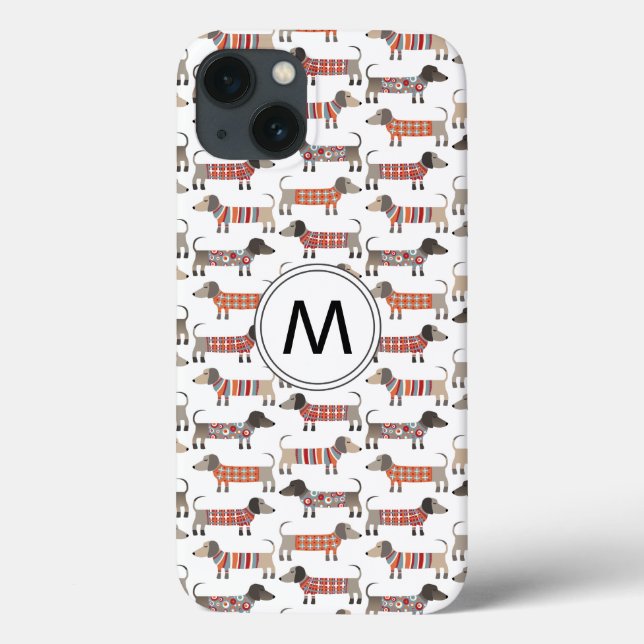Dachshund Sausage Dog Monogram Case-Mate iPhone Ca Case-Mate iPhone Case (Back)