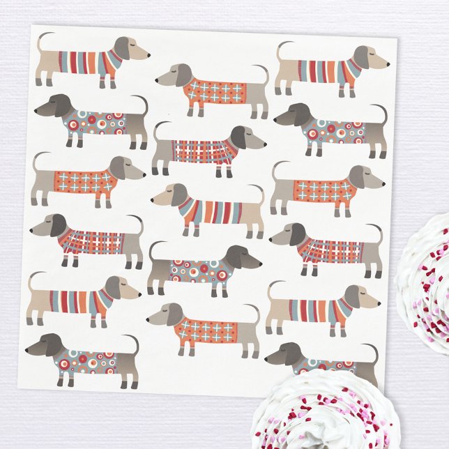 Dachshund Sausage Dog Napkin (Fun Dachshund Wiener Sausage dog party paper napkins)