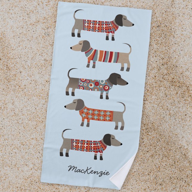 Dachshund Sausage Dog Personalised Beach Towel (Creator Uploaded)
