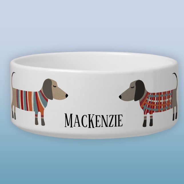 Dachshund Sausage Dog Personalised Dog Bowl (Dachshund Sausage Wiener Dog pet food or water bowl)