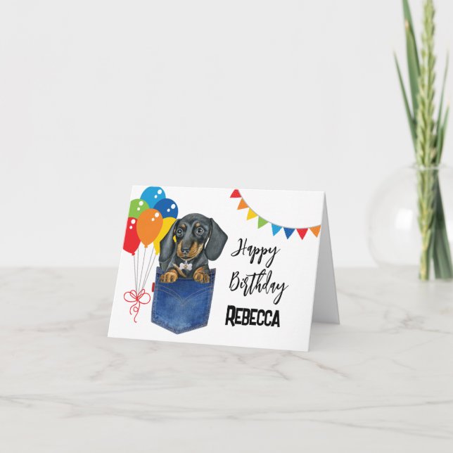 Dachshund Sausage Dog Personalised Greeting Card (Front)