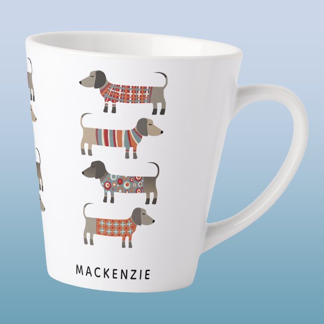 Dachshund Sausage Dog Personalised Latte Mug (Creator Uploaded)