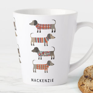 Dachshund Sausage Dog Personalised Latte Mug