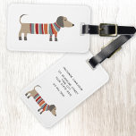 Dachshund Sausage Dog Personalised Luggage Tag<br><div class="desc">Cute little Dachshund sausage or wiener dog in woolly knitwear. Perfect for dog lovers everywhere. Change the contact details on the back to personalise.</div>