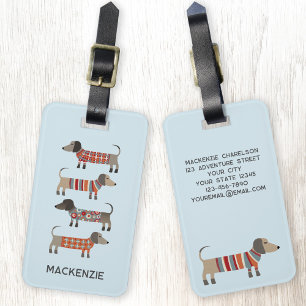 Dachshund Sausage Dog Personalised Luggage Tag