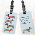 Dachshund Sausage Dog Personalised Luggage Tag<br><div class="desc">Cute little Dachshund sausage or wiener dogs in woolly knitwear. Perfect for dog lovers and dog walkers.  Original art by Nic Squirrell.  Change the contact details on the back.</div>
