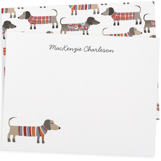 Dachshund Sausage Dog Personalised Stationery Custom Letterhead (Fun Dachshund Wiener Sausage Dog personalized custom name stationery)