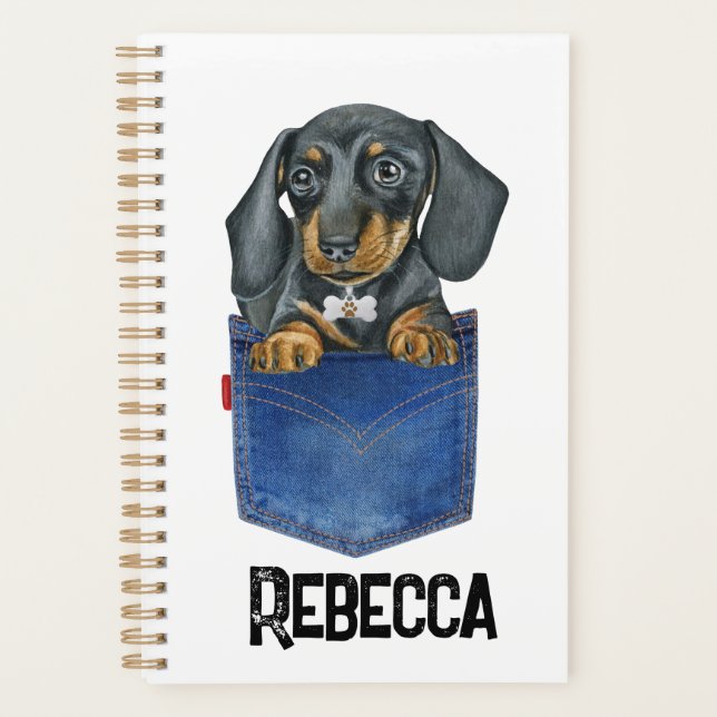 Dachshund Sausage Dog Personalized Planner Diary (Front)