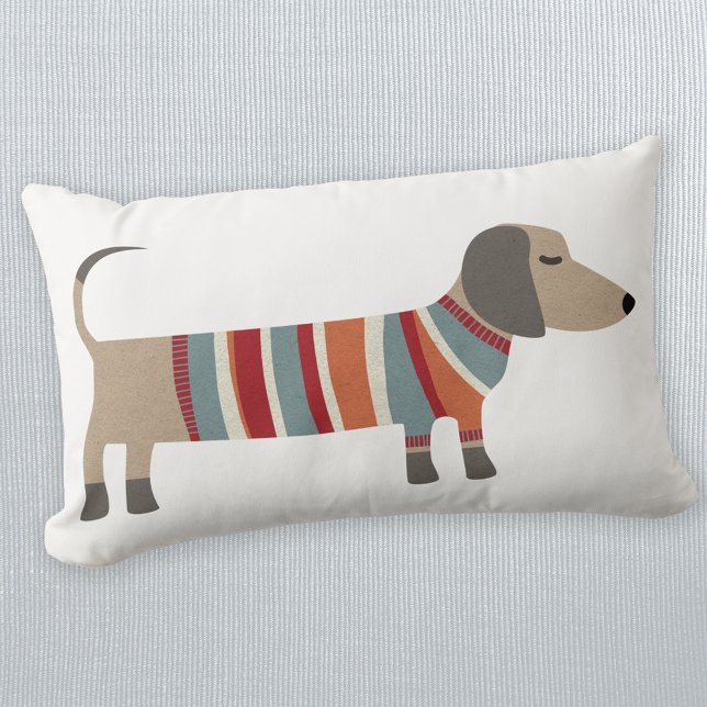 Dachshund Sausage Dog Throw Pillow (Fun Dachshund Wiener Sausage Dog lumbar pillow)