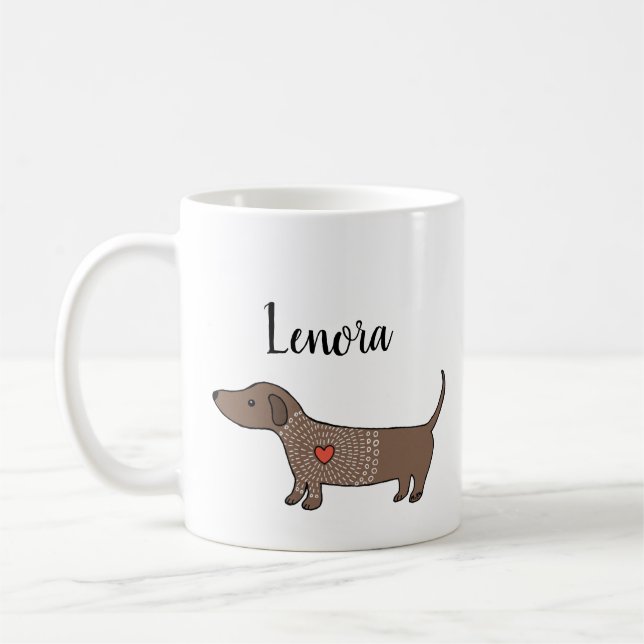 Dachshund Sausage dog Wiener dog Personalized name Coffee Mug (Left)