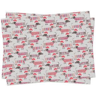 Dachshund Sausage Dogs in Christmas Hats and Knits Tissue Paper