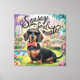 Dachshund Sausage Soulmate Canvas Print