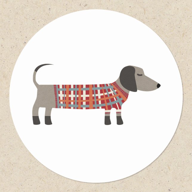 Dachshund Sausage Wiener Dog Classic Round Sticker (Dachshund Wiener Sausage Dog sticker)