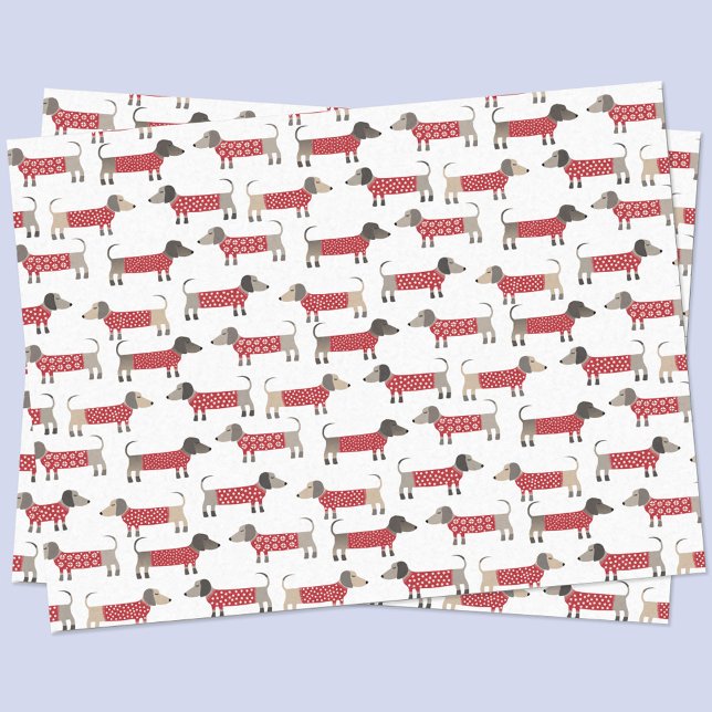 Dachshund Sausage Wiener Dog Holiday Tissue Paper (Fun festive Dachshund Sausage or Weiner Dog tissue paper)