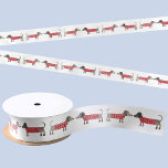 Dachshund Sausage Wiener Dog Satin Ribbon<br><div class="desc">Cute and adorable Dachshund Sausage or Wiener dogs in festive red and white knitted sweaters.  Original art by Nic Squirrell.</div>