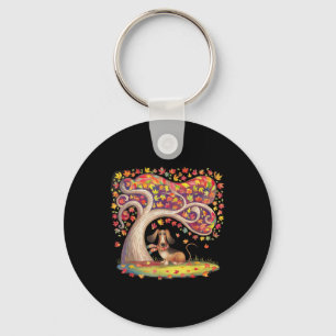 Dachshund Scarf Thanksgiving Fall Autumn Tree Dog Key Ring