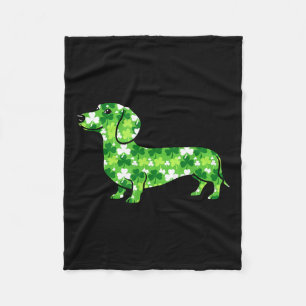 Dachshund shamrock st patricks day funny dog fleece blanket