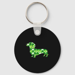 Dachshund shamrock st patricks day funny dog  key ring