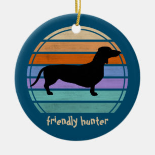 Dachshund Short Hair - Silhouette 1 Ceramic Tree Decoration