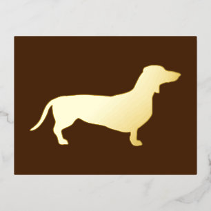 Dachshund Short Hair - Silhouette 1 Foil Holiday Postcard