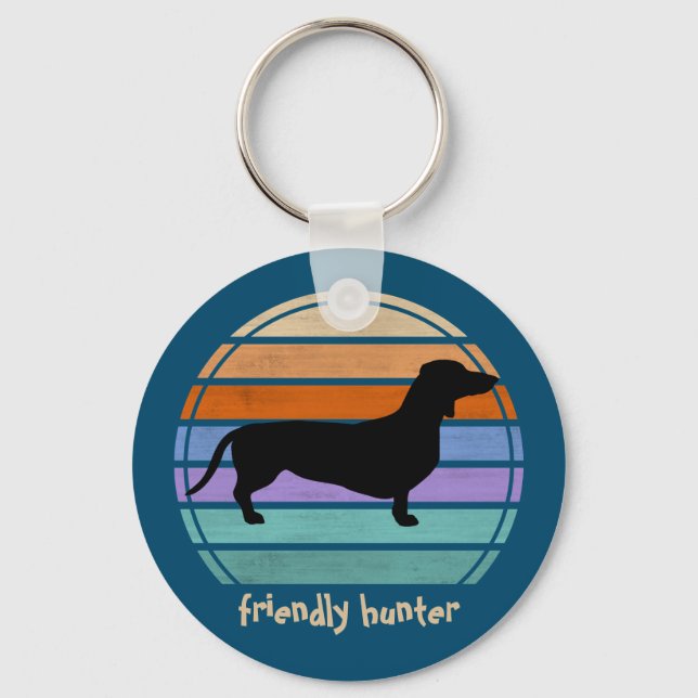 Dachshund Short Hair - Silhouette 1 Key Ring (Front)