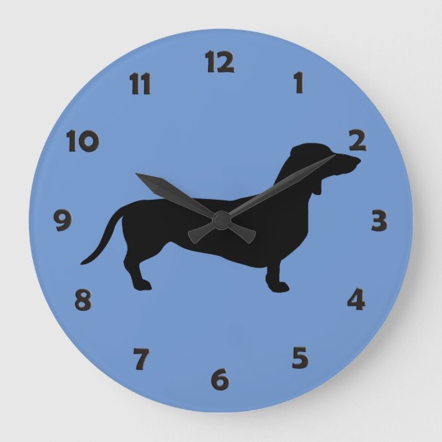 Dachshund Short Hair - Silhouette 1 Large Clock (Front)