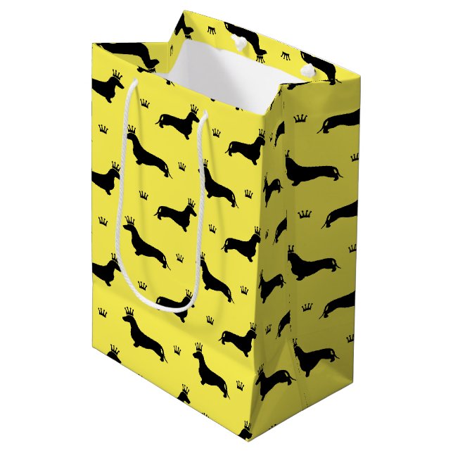 Dachshund Short Hair - Silhouette 1 Medium Gift Ba Bag (Front Angled)