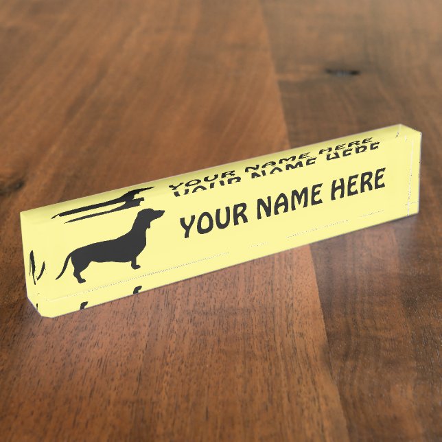 Dachshund Short Hair - Silhouette 1 Nameplate (Side)