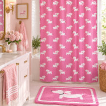 Dachshund Shower Curtain Pink Doxie Bathroom