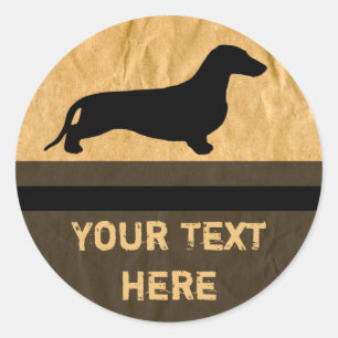 Dachshund silhouette black + your ideas classic round sticker