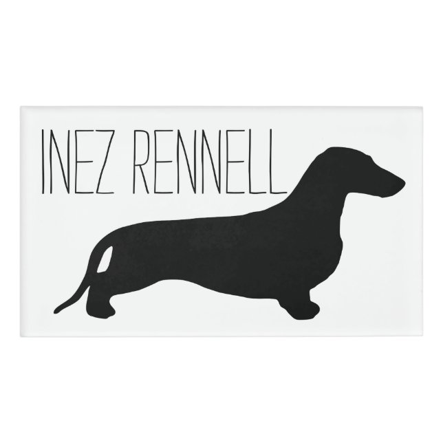 Dachshund silhouette black + your ideas name tag (Front)