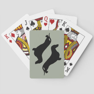 Dachshund silhouette black + your ideas playing cards
