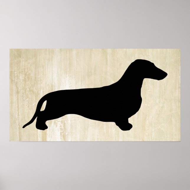 Dachshund silhouette black + your ideas poster (Front)