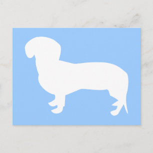 Dachshund Silhouette Blue Postcard