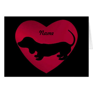 Dachshund Silhouette in Red Heart