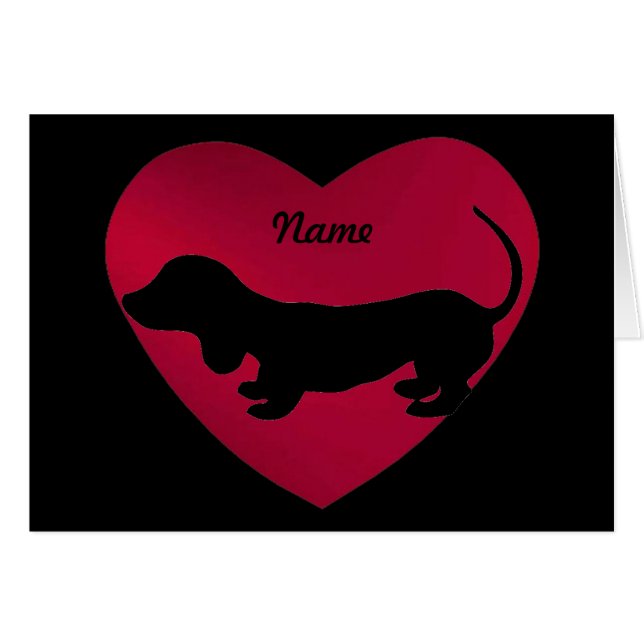 Dachshund Silhouette in Red Heart (Front Horizontal)