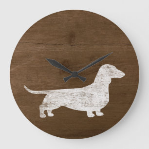 Dachshund Silhouette Large Clock