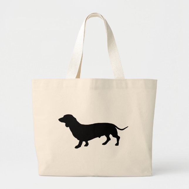 Dachshund Silhouette Large Tote Bag (Front)