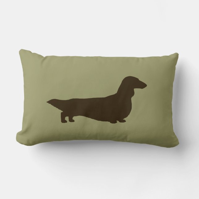 Dachshund Silhouette (Long Haired Dachsie) Lumbar Cushion (Front)