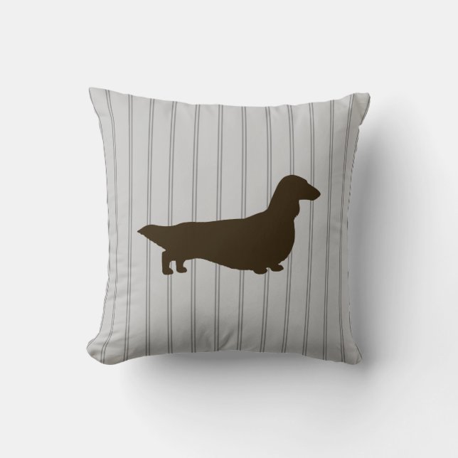 Dachshund Silhouette (Long Haired Doxie) Cushion (Front)