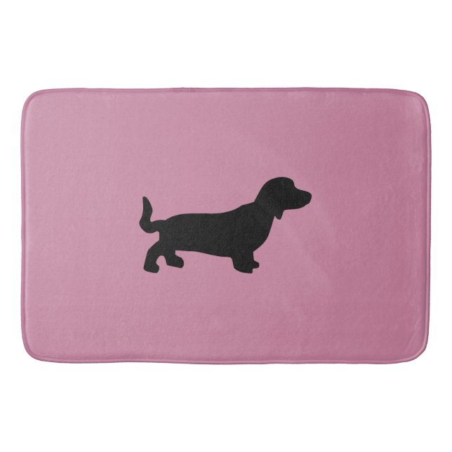 Dachshund Silhouette Pink Bath Mat (Front)