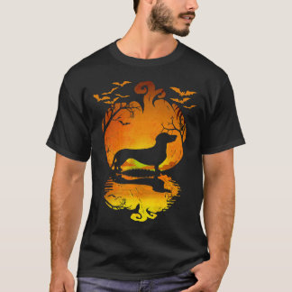 Dachshund Silhouette Pumpkin Dog Dachshund Hallowe T-Shirt