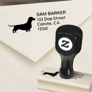 Dachshund Silhouette Return Address Rubber Stamp