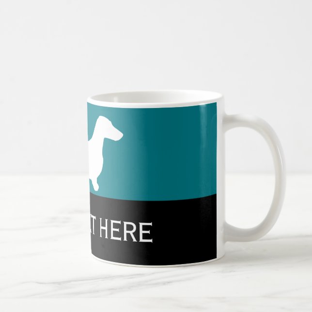 Dachshund silhouette white + your ideas coffee mug (Right)