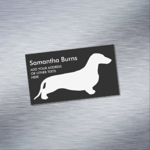 Dachshund silhouette white + your ideas magnetic business card