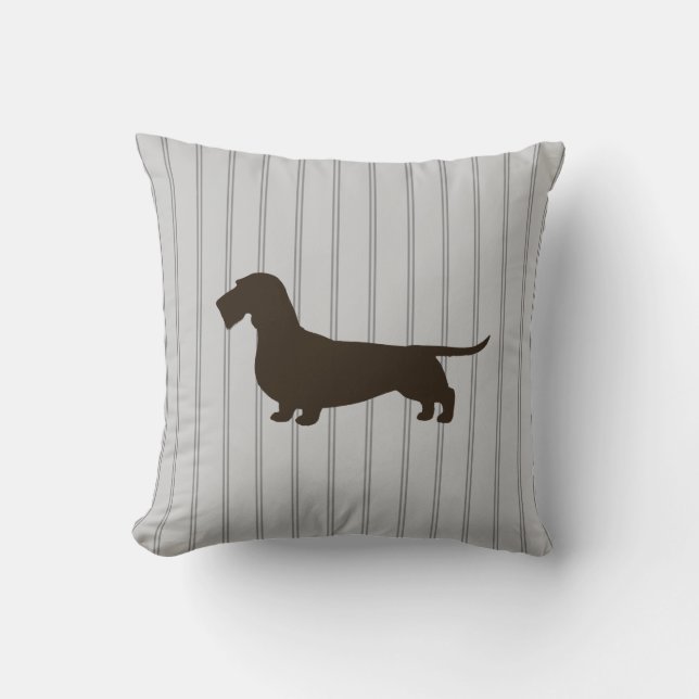 Dachshund Silhouette (Wire Haired Doxie) Cushion (Front)