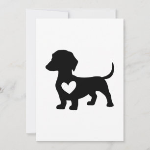 Dachshund Silhouette with Heart Holiday Card