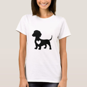Dachshund Silhouette with Heart T-Shirt