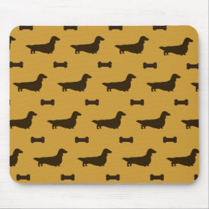 Dachshund Silhouettes Pattern (Long Hair Dachsies) Mouse Pad